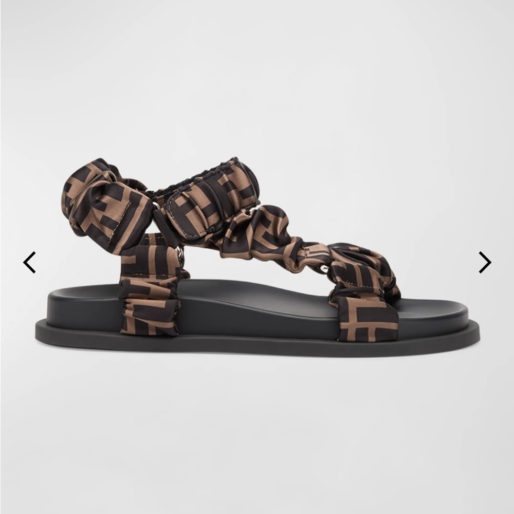 Fendi Black and Brown Monogram Sandals with Adjustable Straps